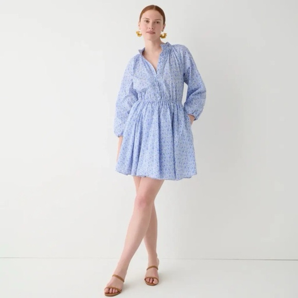 Ruffle-collar mini dress in Liberty® D'Anjo Coast fabric